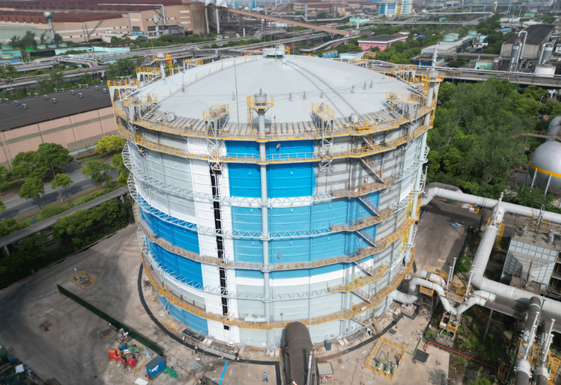 上海宝冶承建宝钢宝山基地1号转炉煤气柜改造项目顺利竣工